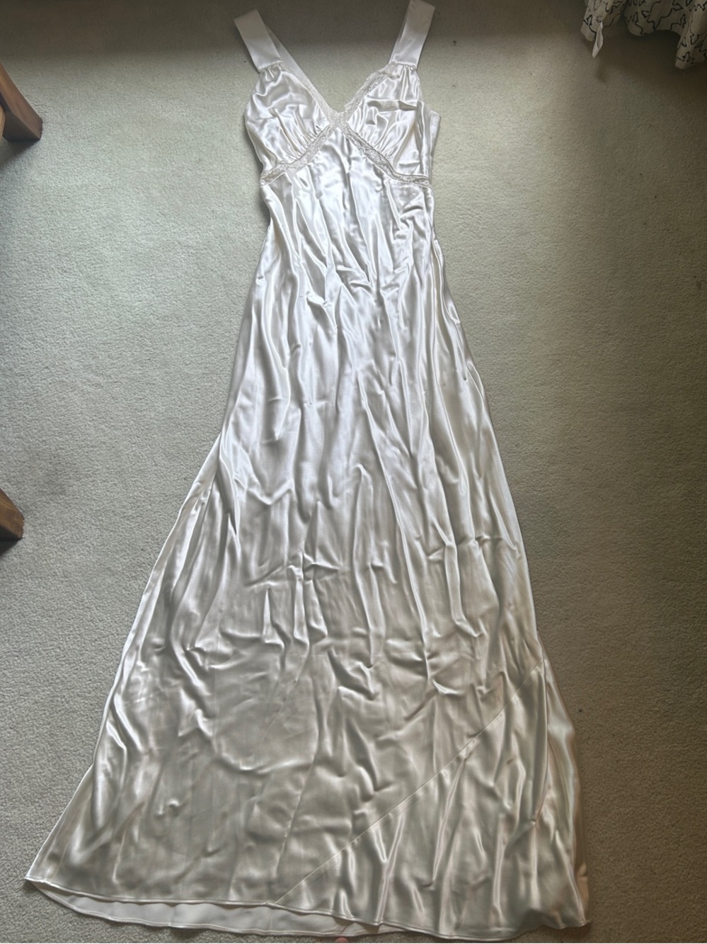 Reformation chania Ivory Satin V-Neck Maxi Dress